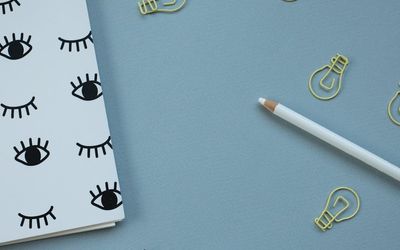 Abstract blue light patterns on desk