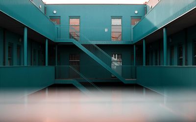 Deep blue geometric stairs