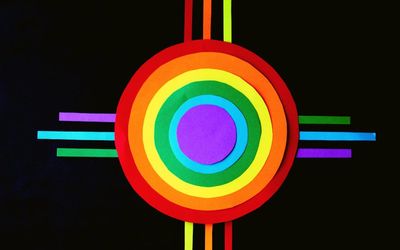 Neon blue circular lines